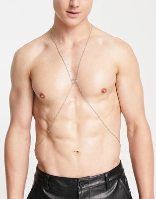 Reclaimed Vintage Inspired unisex body harness with star in silver