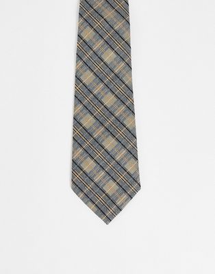 Reclaimed Vintage inspired unisex check tie in beige-Brown