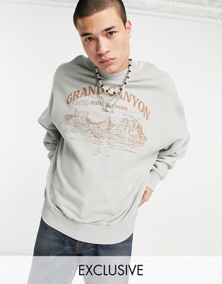 Reclaimed Vintage inspired unisex cotton grand canyon sweat - STONE-Neutral