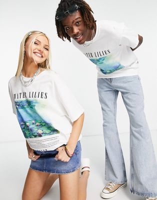 Reclaimed Vintage Inspired Unisex licensed Monet T-shirt in white