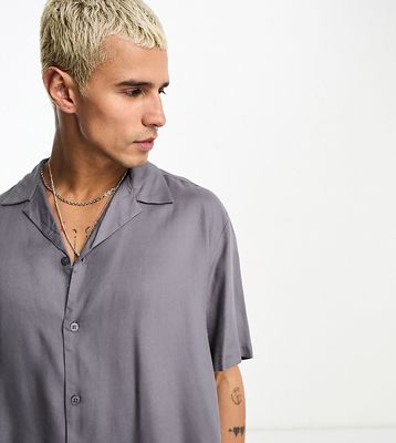 Reclaimed Vintage inspired viscose revere shirt in gray