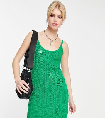 Reclaimed Vintage knit crochet mix mini dress in green