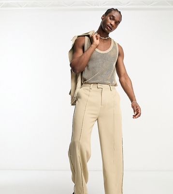 Reclaimed Vintage Limited Edition relaxed pants with distressing in stone - part of a set-Neutral