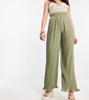 Reclaimed Vintage palazzo pants in khaki-No color