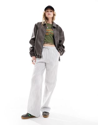 Reclaimed Vintage pull on tailored pants in white pinstripe