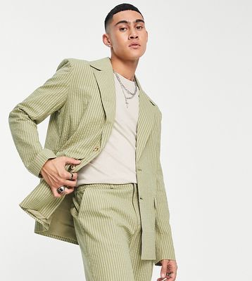 Reclaimed Vintage regular blazer in summer pinstripe-Green
