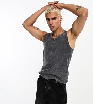Reclaimed Vintage ribbed seam tank in acid wash charcoal-Gray