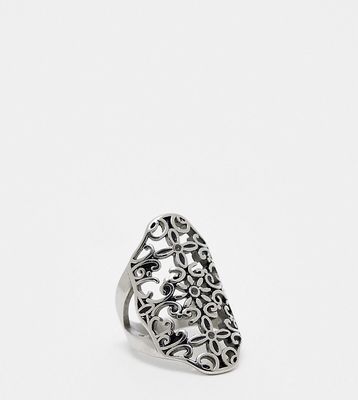 Reclaimed Vintage romantic baroque ring in stainless steel-Silver
