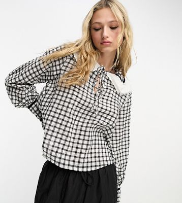 Reclaimed Vintage shirt with oversized collar in black and white check