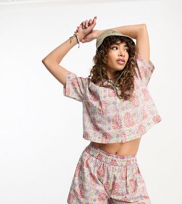 Reclaimed Vintage shorts in check floral print - part of a set-Multi