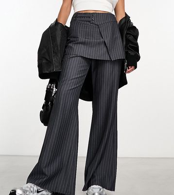 Reclaimed Vintage skirt over pants with hardware in pinstripe-Multi