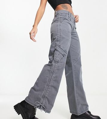 Reclaimed Vintage slim flared cargo pants in charcoal-Gray