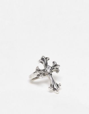 Reclaimed Vintage unisex cross ring in silver