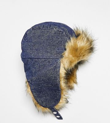 Reclaimed Vintage unisex faux fur cord trapper-Blue