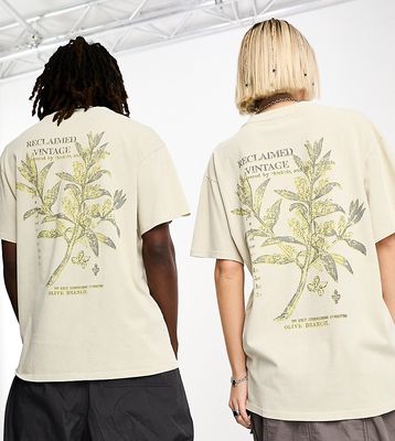Reclaimed Vintage unisex floral print T-shirt in light green