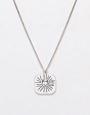 Reclaimed Vintage unisex happy devil pendant necklace in silver