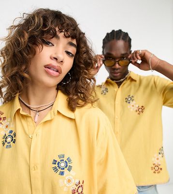 Reclaimed Vintage unisex kitsch embroidery shirt in neutral