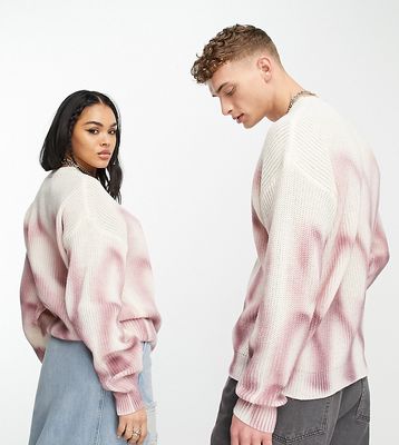 Reclaimed Vintage unisex knit printed sweater in pink tie dye-Multi