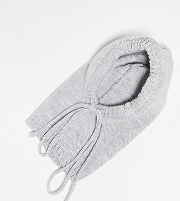 Reclaimed Vintage unisex knitted hood in gray-White