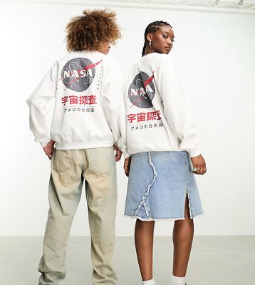Reclaimed Vintage unisex NASA licensed sweatshirt in white