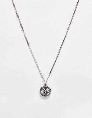 Reclaimed Vintage unisex necklace with St Christopher pendant in stainless steel-Silver