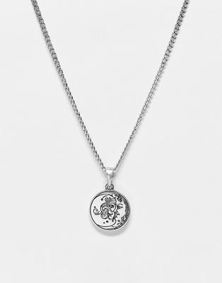 Reclaimed Vintage unisex necklace with yin and yang pendant in burnished silver