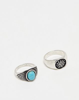 Reclaimed Vintage unisex ring pack in silver