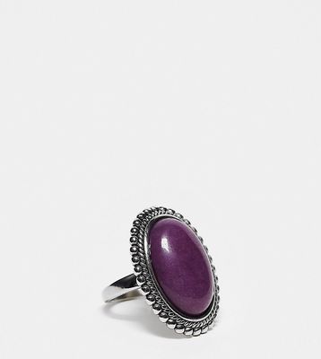 Reclaimed Vintage unisex semi precious ring in stainless steel-Silver