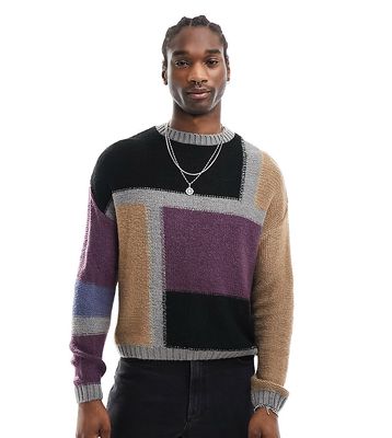 Reclaimed Vintage unisex spliced patchwork sweater in multi