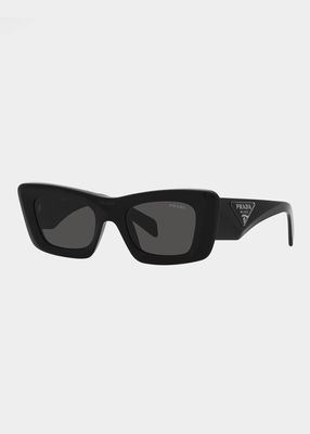 Rectangular Marble Acetate Cat-Eye Sunglasses
