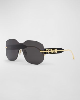 Rectangular Metal Shield Sunglasses