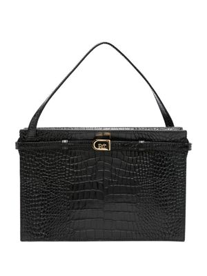 Recto crocodile-effect leather bag - Black