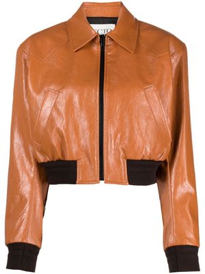 Recto spread-collar cropped jacket - Brown