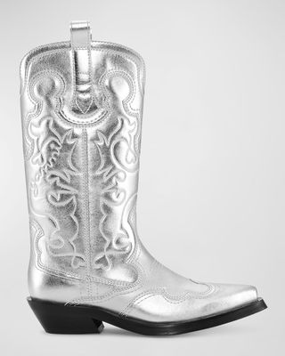 Recycled Metallic Embroidered Western Boots
