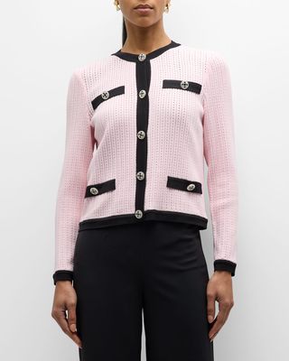 Recycled Pointelle Knit Button-Down Jacket