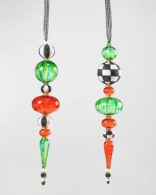 Red & Green Icicle Christmas Ornaments, Set of 2