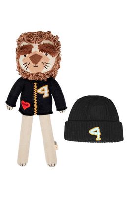 reD & oLive Lion Doll & Beanie Set in Sand/Black