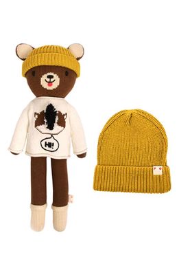 reD & oLive Mr. Bear Doll & Beanie Set in Brown/Mustard