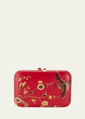 Red Flower Marquetry Clutch