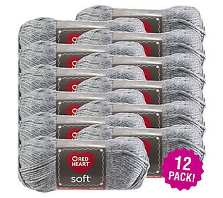 Red Heart Multipack of 12 Light Gray Heather So ft Yarn