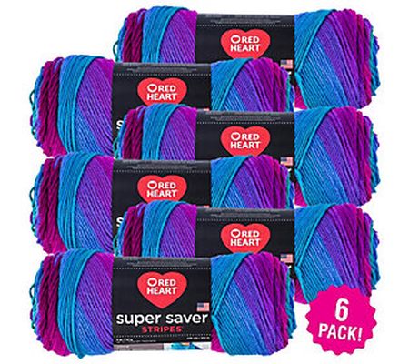 Red Heart Multipack of 6 Polo Stripe Super Save r Yarn