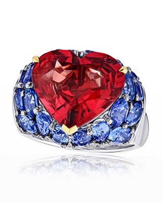 Red Spinel and Blue Sapphire Ring, Size 6.5