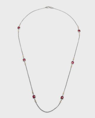 Red Spinel on Two-Tone Chain Necklace