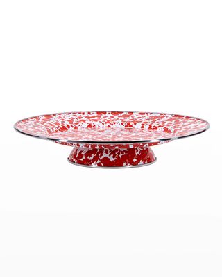 Red Swirl Cake Plate