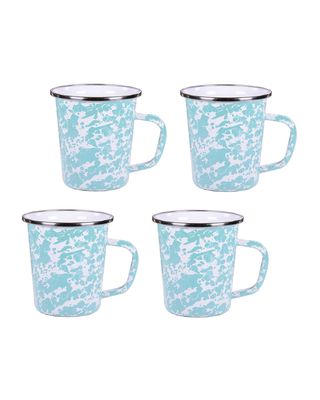 Red Swirl Latte Mugs, Set of 4