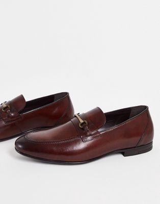 Red Tape metal trim loafers in brown leather