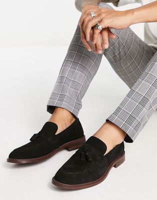 Red Tape suede tassel loafers in black