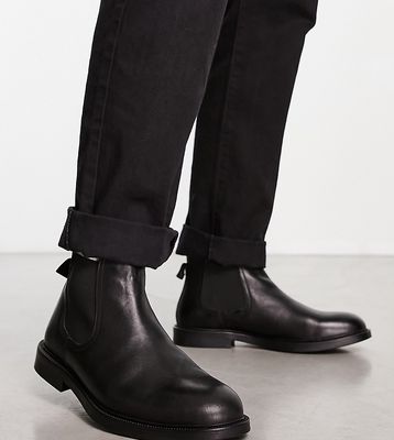 Red Tape wide fit minimal chelsea ankle boots in black leather