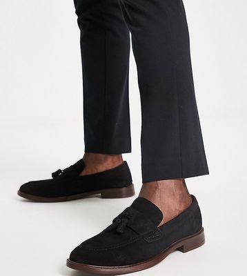 Red Tape wide fit suede tassel loafers in black