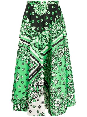RED Valentino bandana-print cotton maxi skirt - Green